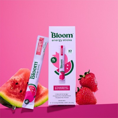 BLOOM NUTRITION Natural Energy Stick Packs - Strawberry Watermelon - 10pk