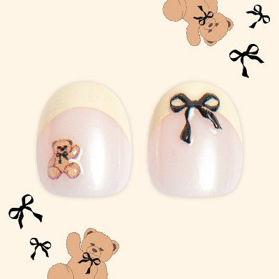 Olive & June Pressies Fake Nails - Katie J - XS/S Round - Bears and Bows