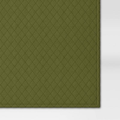 Quilted Jersey Throw Blanket with Faux Shearling Reverse Heathered Olive - Room Essentials