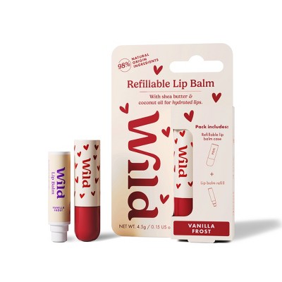Wild Cosmetics Heart Case Lip Balm Starter Kit - Vanilla Frost - 0.15oz: Moisturizing, Clear, Lip Balm