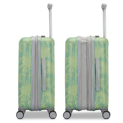 American Tourister Modern Hardside Carry On Spinner Suitcase - Green Palms: Botanical ABS Shell