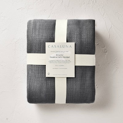 Full/Queen Rayon from Bamboo Matelasse Blanket Dark Gray - Casaluna