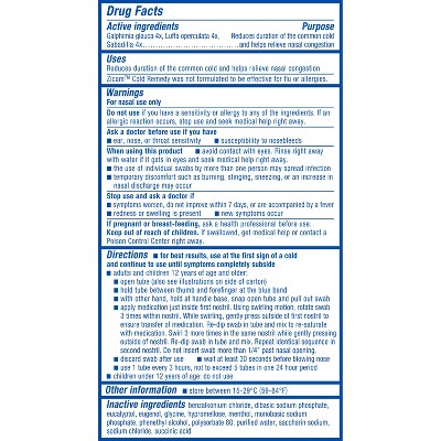 Zicam Cold Remedy Cold Shortening Medicated Zinc-Free Nasal Swabs - 20ct