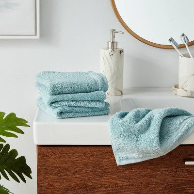 4pk Total Fresh Antimicrobial Washcloth Set Aqua - Threshold
