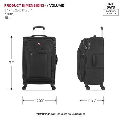 SWISSGEAR Zurich Softside Medium Checked Suitcase - Black