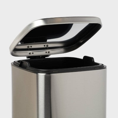 12L Soft Square Stainless Step Trash Can Silver - Brightroom (LOCAL PICKUP ONLY)