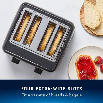 Oster 4-Slice Toaster With Extra-Wide Slots Black: Bagel & Bread Toaster, 1560W, Kitchen Aid, Spot Clean