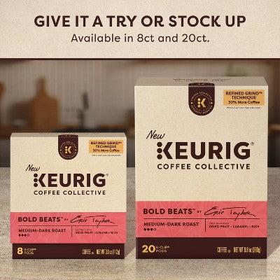 Keurig Coffee Collective Bold Beats Medium Dark Roast K-Cup Coffee Pods - 8ct: Arabica Beans, Caramel Flavor