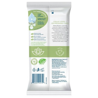 WaterWipes Refreshing Feminine, On-The-Go, pH Friendly for Daily Intimate Care, Odor Removal, Gynecologist Approved, Fragrance Free Wipes - 28ct