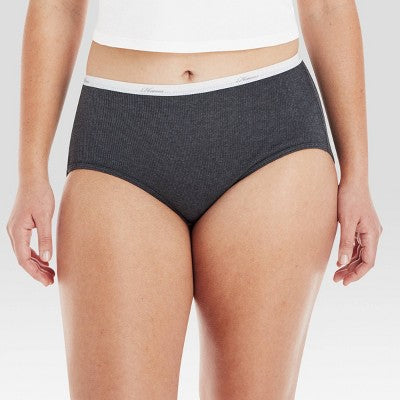 Hanes Women's 6pk Cotton Ribbed Heather Briefs - Colors May Vary 10