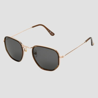 Women's Shiny Combo Round Sunglasses - Universal Thread Olive Green/Gold: Scratch-Resistant, UV Protection