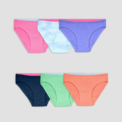 Fruit of the Loom Girls' 6pk Breathable Bikini - 12