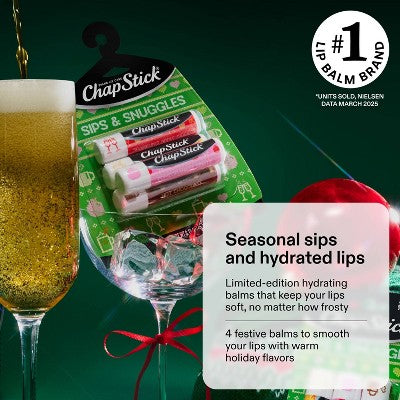 Chapstick Holiday Ugly Sweater Lip Balm - Sips & Snuggles - 0.15oz/4ct
