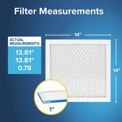 Filtrete 14x14x1 Premium Allergen Bacteria and Virus Air Filter 1900 MPR: MERV 13 Electrostatic for Home Furnaces