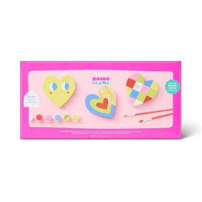 3ct Valentine's Craft Wood Hearts Painting Activity Kit - Mondo Llama