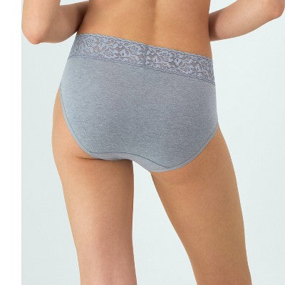 Hanes Women's 4pk Lace Hi-Cut Underwear - Black/Blue/Gray XXL: Tagless, High Rise, Lightweight Fabric