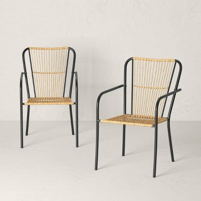 2pc Nolina Outdoor Patio Chairs, Arm Chairs, Accent Chairs Black - Opalhouse designed with Jungalow (LOCAL PICKUP ONLY)