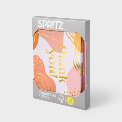 10ct Thank You Squiggles Cards - Spritz: Abstract Multicolored Notes with Envelopes, Foil Accents, Card Pack