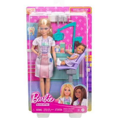 Barbie Dentist Doll with Blonde 11" Fashion Doll, 1 Kid Doll, Medical Doctor Furniture and Accessories