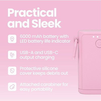 GEMS Portable Outdoor 6000mAh Power Bank - Soft Pink