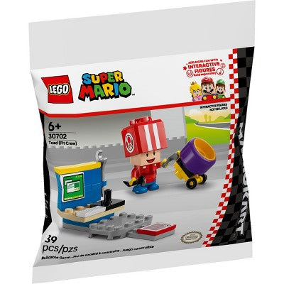 LOT OF 2!!! LEGO Super Mario Kart - Toad (Pit Crew) Building Toy 30702