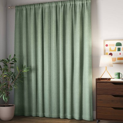 42"x63" Room Darkening Heathered Thermal Window Curtain Panel Green - Room Essentials