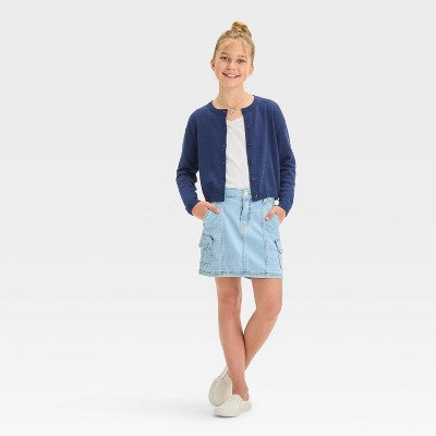 Girls' Button-Front Cardigan Sweater - Cat & Jack Navy Blue L
