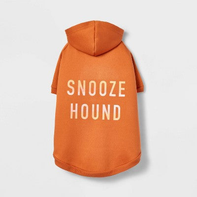 Orange Snooze Hound Dog Hoodie - M - Boots & Barkley: Fits Over Head, Solid Pattern, Front Legs Coverage
