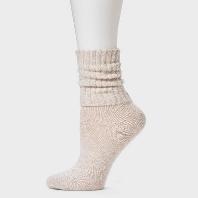 Women's Short Slouch 3pk Ankle Socks - Universal Thread Pink/Ivory/Oatmeal Heather 4-10: Cotton Blend, Tagless, Seamless Toe