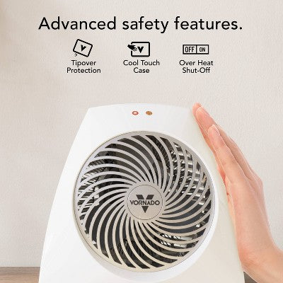 Vornado VH204 Tabletop Desk Space Whisper-Quiet Portable Heater with 2 Heat Settings and Advanced Safety Features Alabaster