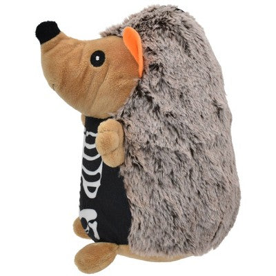 Multipet Hedgehog Skeleton Dog Interactive Plush Toy - White/Tan/Black