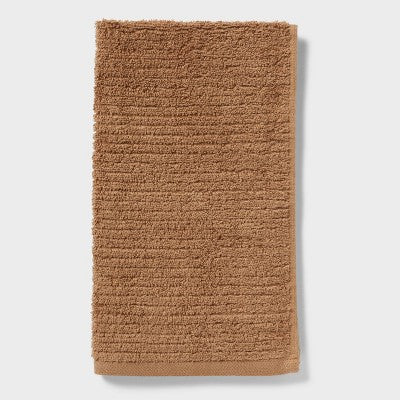 4pk Quick Dry Ribbed Hand and Wash Towel Set Light Brown - Threshold