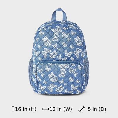 Girls' Quilted Butterfly Two Pocket Backpack - Cat & Jack Blue/White