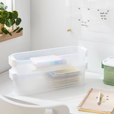 Click in Place 3qt Shallow Slim Bin White - Brightroom