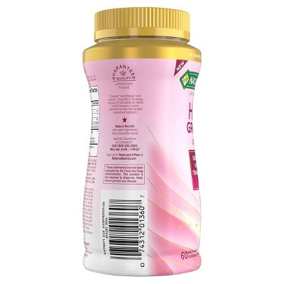 Nature's Bounty Optimal Solutions Hair Growth Gummies - Peach - 60ct: Vitamins for Healthy Hair, Gummy Multivitamins