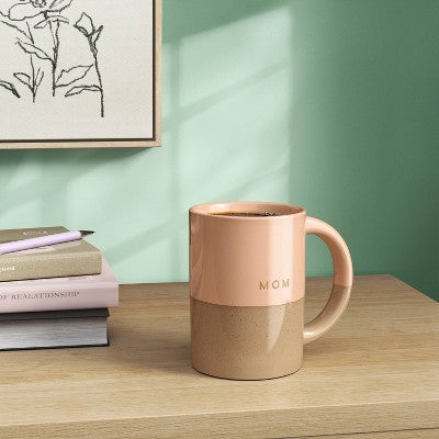 14oz Stoneware Mom Dipped Clay Mugs Peach - Room Essentials