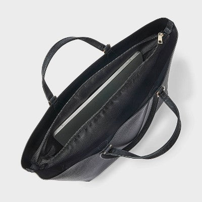 Dual Strap Triple Compartment Tote Bag - A New Day Black