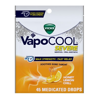 Vicks VapoCOOL Severe Cough Drops - Honey Lemon Chill - 45ct