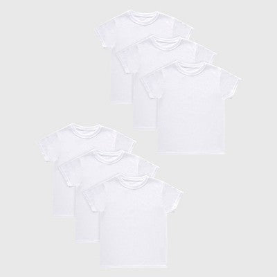 Hanes Boys' 5pk + 1 Crew Top T-shirts - White M