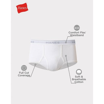 Hanes Men's 10pk Briefs - White XL: Tagless, High Rise, Moisture Wicking, Breathable Cotton