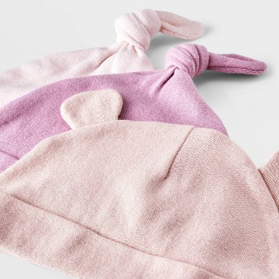 Baby Girls' 3pk Cotton Hats - Cloud Island Pink 0-6M