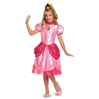 Kids' Super Mario Princess Peach Halloween Costume Dress with Headpiece 7-8