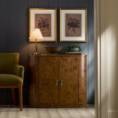 Burled Wood 2 Door Storage Cabinet with Decorative Hardware Dark Brown - Threshold designed with Studio McGee (LOCAL PICKUP ONLY)