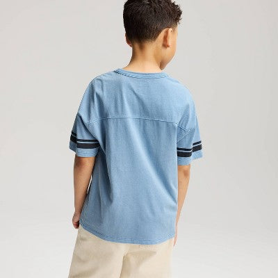 Boys' Short Sleeve Seamed Washed T-Shirt - Cat & Jack Blue XS