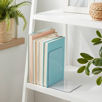 Acrylic Bookend Clear- Brightroom: Lucite Desk Organizer, 30% Recycled Plastic, 7.3" H, 5" W, 5" D