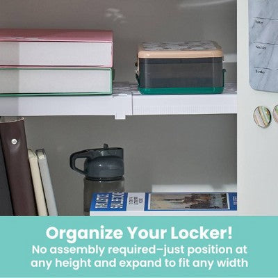 LockerMate Adjust Shelf Locker: Adjustable Plastic Shelf Organizer for Books, White, Utility Storage, 10 lb Capacity