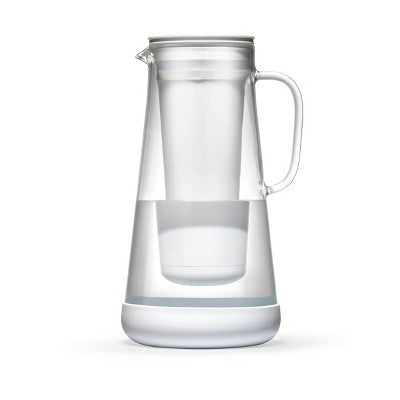 LifeStraw Home 7 Cup Glass Water Filter Pitcher with Silicone Base White