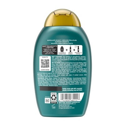 OGX ProGrowth + Peptide Clarifying Hair Shampoo - Scalp Exfoliant - 13 fl. oz: Liquid Formula, Damage Repair, All Hair Types