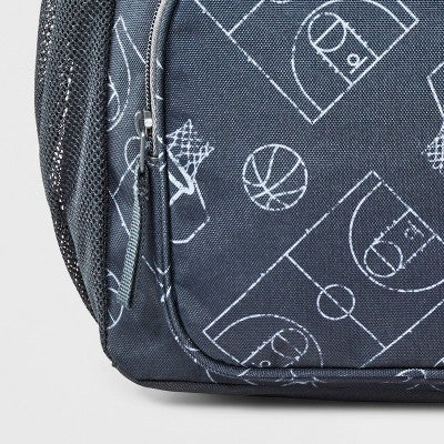 Boys' 16" Two Pocket Basketball Printed Backpack - Cat & Jack Charcoal Gray