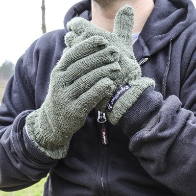 RefrigiWear Unisex's Fleece Lined Insulated Wool Gloves, Green - Large